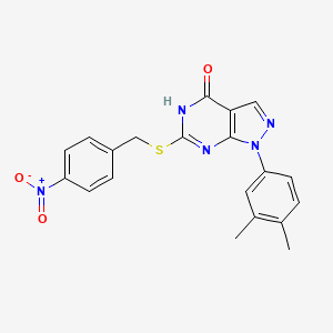 molecular formula C20H17N5O3S B2389737 1-(3,4-dimethylphenyl)-6-((4-nitrobenzyl)thio)-1H-pyrazolo[3,4-d]pyrimidin-4(5H)-one CAS No. 851125-13-8