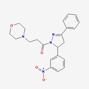 3-morpholino-1-(5-(3-nitrophenyl)-3-phenyl-4,5-dihydro-1H-pyrazol-1-yl)propan-1-one