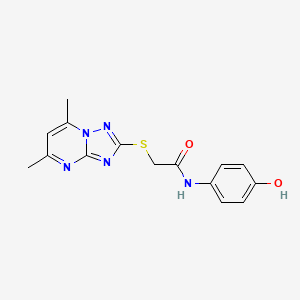 2-[(5,7-dimethyl[1,2,4]triazolo[1,5-a]pyrimidin-2-yl)sulfanyl]-N-(4-hydroxyphenyl)acetamide