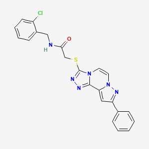 molecular formula C22H17ClN6OS B2389749 N-[(2-chlorophenyl)methyl]-2-[(11-phenyl-3,4,6,9,10-pentazatricyclo[7.3.0.02,6]dodeca-1(12),2,4,7,10-pentaen-5-yl)sulfanyl]acetamide CAS No. 1207059-79-7