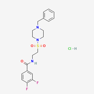 molecular formula C20H24ClF2N3O3S B2389752 N-(2-((4-benzylpiperazin-1-yl)sulfonyl)ethyl)-3,4-difluorobenzamide hydrochloride CAS No. 1189912-83-1
