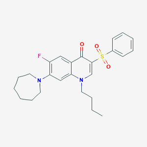 molecular formula C25H29FN2O3S B2389761 7-azepan-1-yl-1-butyl-6-fluoro-3-(phenylsulfonyl)quinolin-4(1H)-one CAS No. 892759-90-9