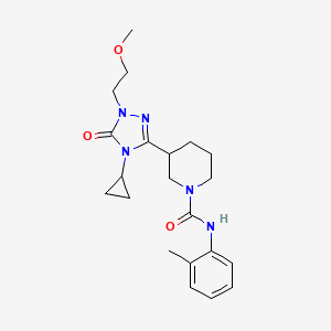 molecular formula C21H29N5O3 B2389763 3-(4-cyclopropyl-1-(2-methoxyethyl)-5-oxo-4,5-dihydro-1H-1,2,4-triazol-3-yl)-N-(o-tolyl)piperidine-1-carboxamide CAS No. 2192745-36-9