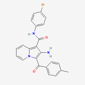 molecular formula C23H18BrN3O2 B2389766 2-amino-N-(4-bromophenyl)-3-(4-methylbenzoyl)indolizine-1-carboxamide CAS No. 898417-53-3