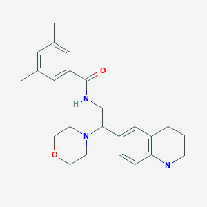molecular formula C25H33N3O2 B2389775 3,5-dimethyl-N-(2-(1-methyl-1,2,3,4-tetrahydroquinolin-6-yl)-2-morpholinoethyl)benzamide CAS No. 922113-47-1