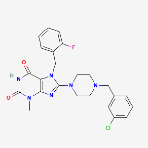 molecular formula C24H24ClFN6O2 B2389793 8-(4-(3-氯苄基)哌嗪-1-基)-7-(2-氟苄基)-3-甲基-1H-嘌呤-2,6(3H,7H)-二酮 CAS No. 898438-02-3