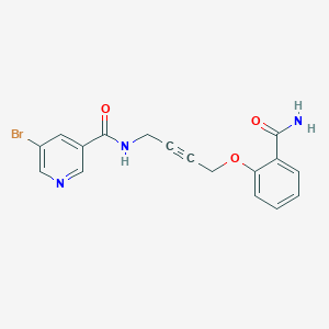 molecular formula C17H14BrN3O3 B2389795 5-溴-N-(4-(2-氨基甲酰苯氧基)丁-2-炔-1-基)烟酰胺 CAS No. 1421513-39-4