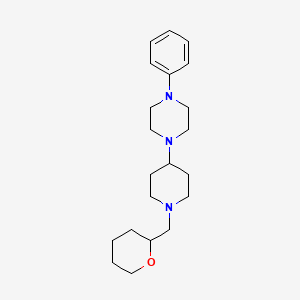 molecular formula C21H33N3O B2389804 1-phenyl-4-(1-((tetrahydro-2H-pyran-2-yl)methyl)piperidin-4-yl)piperazine CAS No. 2034478-96-9