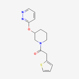 molecular formula C15H17N3O2S B2389808 1-(3-(Pyridazin-3-yloxy)piperidin-1-yl)-2-(thiophen-2-yl)ethanone CAS No. 2034480-42-5
