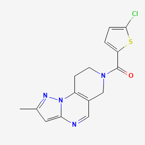 molecular formula C15H13ClN4OS B2389828 (5-chlorothiophen-2-yl)(2-methyl-8,9-dihydropyrazolo[1,5-a]pyrido[3,4-e]pyrimidin-7(6H)-yl)methanone CAS No. 1797893-26-5