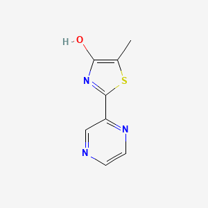 molecular formula C8H7N3OS B2389834 5-Methyl-2-(2-pyrazinyl)-1,3-thiazol-4-ol CAS No. 338409-28-2