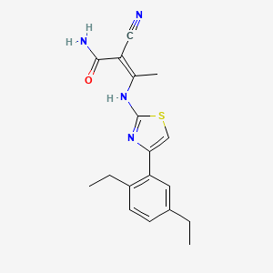 (Z)-2-Cyano-3-[[4-(2,5-diethylphenyl)-1,3-thiazol-2-yl]amino]but-2-enamide