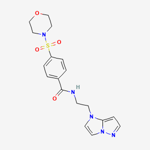molecular formula C18H21N5O4S B2389837 N-(2-(1H-imidazo[1,2-b]pyrazol-1-yl)ethyl)-4-(morpholinosulfonyl)benzamide CAS No. 1797225-67-2
