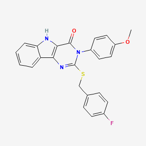 molecular formula C24H18FN3O2S B2389838 2-((4-fluorobenzyl)thio)-3-(4-methoxyphenyl)-3H-pyrimido[5,4-b]indol-4(5H)-one CAS No. 536707-82-1