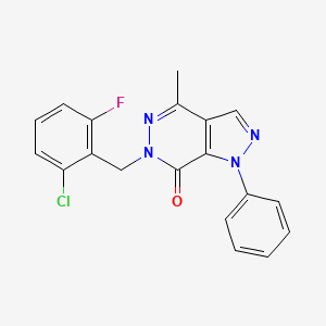 molecular formula C19H14ClFN4O B2389846 6-(2-氯-6-氟苄基)-4-甲基-1-苯基-1H-吡唑并[3,4-d]嘧啶并-7(6H)-酮 CAS No. 942008-77-7