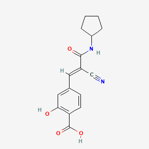 molecular formula C16H16N2O4 B2389865 4-[(E)-2-Cyano-3-(cyclopentylamino)-3-oxoprop-1-enyl]-2-hydroxybenzoic acid CAS No. 2225105-06-4