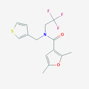molecular formula C14H14F3NO2S B2389870 2,5-dimethyl-N-(thiophen-3-ylmethyl)-N-(2,2,2-trifluoroethyl)furan-3-carboxamide CAS No. 1235068-02-6