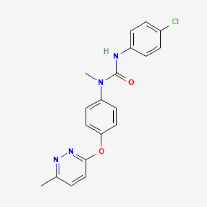 molecular formula C19H17ClN4O2 B2389875 3-(4-Chlorophenyl)-1-methyl-1-(4-((6-methylpyridazin-3-yl)oxy)phenyl)urea CAS No. 1207021-06-4