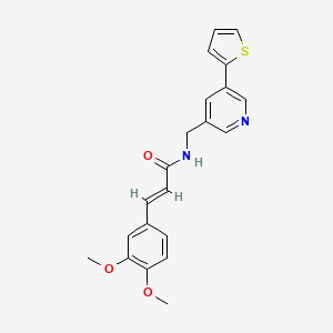 (E)-3-(3,4-dimethoxyphenyl)-N-((5-(thiophen-2-yl)pyridin-3-yl)methyl)acrylamide