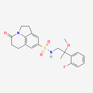 molecular formula C21H23FN2O4S B2389892 N-(2-(2-fluorophenyl)-2-methoxypropyl)-4-oxo-2,4,5,6-tetrahydro-1H-pyrrolo[3,2,1-ij]quinoline-8-sulfonamide CAS No. 1797339-52-6