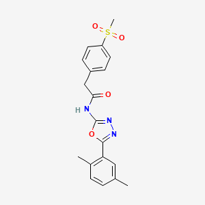 molecular formula C19H19N3O4S B2389894 N-(5-(2,5-dimethylphenyl)-1,3,4-oxadiazol-2-yl)-2-(4-(methylsulfonyl)phenyl)acetamide CAS No. 941971-63-7