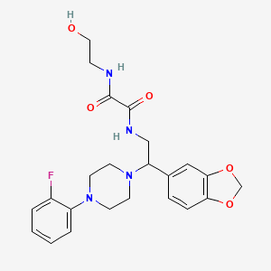 molecular formula C23H27FN4O5 B2389903 N1-(2-(benzo[d][1,3]dioxol-5-yl)-2-(4-(2-fluorophenyl)piperazin-1-yl)ethyl)-N2-(2-hydroxyethyl)oxalamide CAS No. 896363-90-9