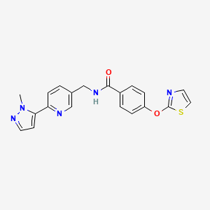 molecular formula C20H17N5O2S B2389921 N-((6-(1-甲基-1H-吡唑-5-基)吡啶-3-基)甲基)-4-(噻唑-2-氧基)苯甲酰胺 CAS No. 2034369-19-0