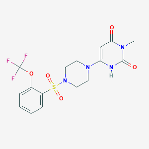 molecular formula C16H17F3N4O5S B2389927 3-Methyl-6-[4-[2-(trifluoromethoxy)phenyl]sulfonylpiperazin-1-yl]-1H-pyrimidine-2,4-dione CAS No. 2320458-14-6