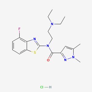 molecular formula C19H25ClFN5OS B2389928 N-(2-(diethylamino)ethyl)-N-(4-fluorobenzo[d]thiazol-2-yl)-1,5-dimethyl-1H-pyrazole-3-carboxamide hydrochloride CAS No. 1185047-77-1