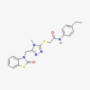 molecular formula C21H21N5O2S2 B2389935 N-(4-ethylphenyl)-2-((4-methyl-5-((2-oxobenzo[d]thiazol-3(2H)-yl)methyl)-4H-1,2,4-triazol-3-yl)thio)acetamide CAS No. 847400-27-5