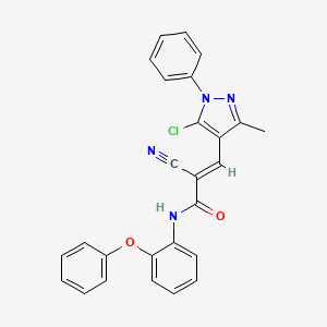 molecular formula C26H19ClN4O2 B2389943 (E)-3-(5-chloro-3-methyl-1-phenylpyrazol-4-yl)-2-cyano-N-(2-phenoxyphenyl)prop-2-enamide CAS No. 882217-72-3