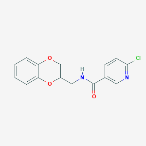 molecular formula C15H13ClN2O3 B2389946 6-chloro-N-(2,3-dihydro-1,4-benzodioxin-3-ylmethyl)pyridine-3-carboxamide CAS No. 1307222-56-5