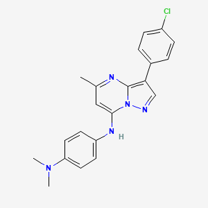 molecular formula C21H20ClN5 B2389949 N'-[3-(4-chlorophenyl)-5-methylpyrazolo[1,5-a]pyrimidin-7-yl]-N,N-dimethylbenzene-1,4-diamine CAS No. 899394-41-3