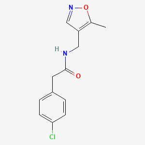 molecular formula C13H13ClN2O2 B2389968 2-(4-chlorophenyl)-N-((5-methylisoxazol-4-yl)methyl)acetamide CAS No. 2034262-08-1
