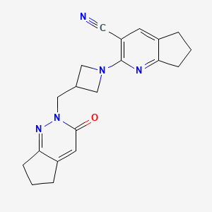 2-[3-({3-oxo-2H,3H,5H,6H,7H-cyclopenta[c]pyridazin-2-yl}methyl)azetidin-1-yl]-5H,6H,7H-cyclopenta[b]pyridine-3-carbonitrile