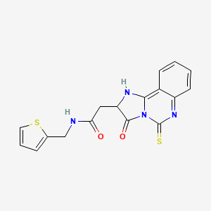 molecular formula C17H14N4O2S2 B2389975 2-(3-oxo-5-thioxo-2,3,5,6-tetrahydroimidazo[1,2-c]quinazolin-2-yl)-N-(2-thienylmethyl)acetamide CAS No. 958565-00-9