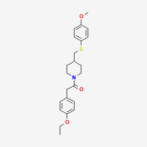 molecular formula C23H29NO3S B2389979 2-(4-Ethoxyphenyl)-1-(4-(((4-methoxyphenyl)thio)methyl)piperidin-1-yl)ethanone CAS No. 1421469-53-5