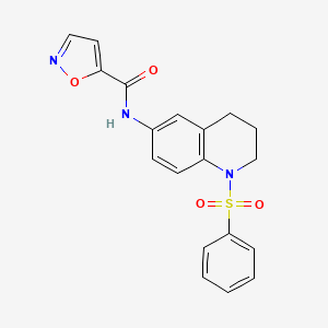 molecular formula C19H17N3O4S B2389984 N-(1-(phenylsulfonyl)-1,2,3,4-tetrahydroquinolin-6-yl)isoxazole-5-carboxamide CAS No. 1210625-59-4