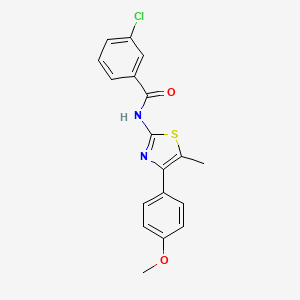 molecular formula C18H15ClN2O2S B2389987 3-chloro-N-[4-(4-methoxyphenyl)-5-methyl-1,3-thiazol-2-yl]benzamide CAS No. 444146-78-5