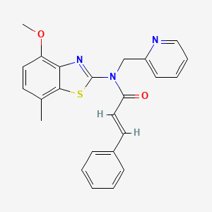 molecular formula C24H21N3O2S B2389991 N-(4-methoxy-7-methylbenzo[d]thiazol-2-yl)-N-(pyridin-2-ylmethyl)cinnamamide CAS No. 942003-39-6