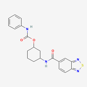 molecular formula C20H20N4O3S B2389993 3-(Benzo[c][1,2,5]thiadiazole-5-carboxamido)cyclohexyl phenylcarbamate CAS No. 1351610-01-9