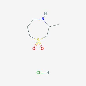 molecular formula C6H14ClNO2S B2389995 3-Methyl-1,4-thiazepane 1,1-dioxide;hydrochloride CAS No. 2138165-95-2