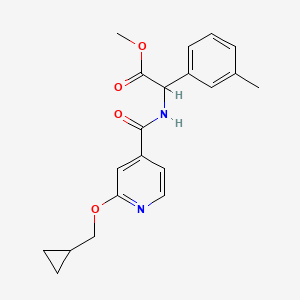 molecular formula C20H22N2O4 B2389996 2-(2-(环丙基甲氧基)异烟酰胺)-2-(间甲苯基)乙酸甲酯 CAS No. 2034201-07-3