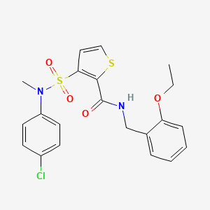 molecular formula C21H21ClN2O4S2 B2389999 3-[(4-chlorophenyl)(methyl)sulfamoyl]-N-(2-ethoxybenzyl)thiophene-2-carboxamide CAS No. 1251705-52-8