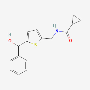 molecular formula C16H17NO2S B2390000 N-((5-(hydroxy(phenyl)methyl)thiophen-2-yl)methyl)cyclopropanecarboxamide CAS No. 1797964-59-0