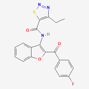 molecular formula C20H14FN3O3S B2390002 4-乙基-N-(2-(4-氟苯甲酰基)苯并呋喃-3-基)-1,2,3-噻二唑-5-甲酰胺 CAS No. 899975-54-3