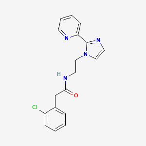 molecular formula C18H17ClN4O B2390003 2-(2-chlorophenyl)-N-(2-(2-(pyridin-2-yl)-1H-imidazol-1-yl)ethyl)acetamide CAS No. 2034448-63-8