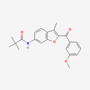 molecular formula C22H23NO4 B2390010 N-[2-(3-methoxybenzoyl)-3-methyl-1-benzofuran-6-yl]-2,2-dimethylpropanamide CAS No. 929471-83-0