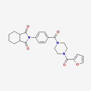molecular formula C24H25N3O5 B2390011 2-(4-(4-(furan-2-carbonyl)piperazine-1-carbonyl)phenyl)hexahydro-1H-isoindole-1,3(2H)-dione CAS No. 728036-66-6
