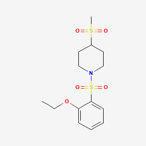 molecular formula C14H21NO5S2 B2390017 1-((2-Ethoxyphenyl)sulfonyl)-4-(methylsulfonyl)piperidine CAS No. 1448038-36-5